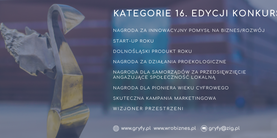 Kategorie 16. edycji Konkursu „Dolnośląski Gryf - Nagroda Gospodarcza”
