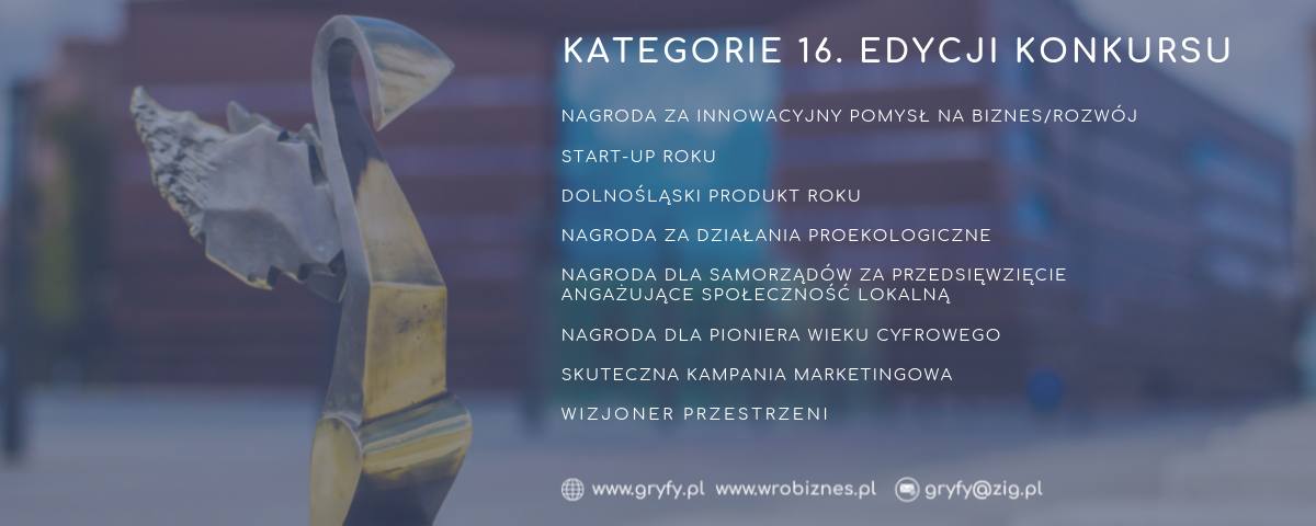 Kategorie 16. edycji Konkursu „Dolnośląski Gryf - Nagroda Gospodarcza”